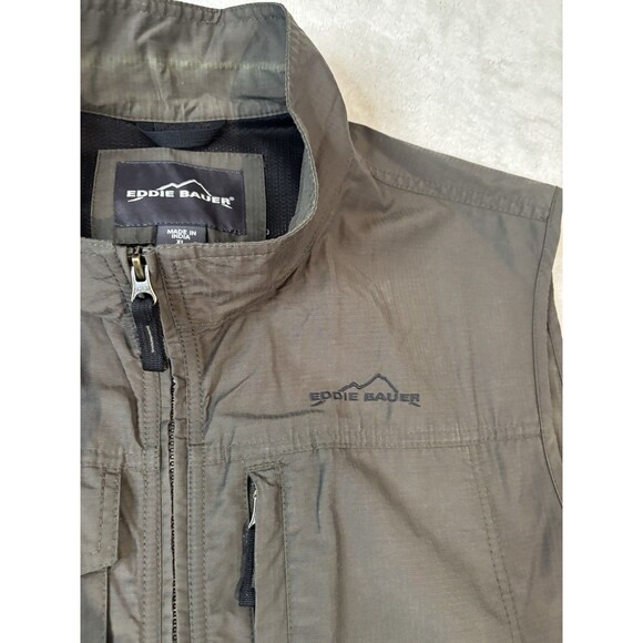 Eddie Bauer Mens XLarge XL Multi-Pocket Vest Outdoors Gilet Fishing Utility Gray - Picture 4 of 9